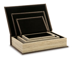 Brown Jolina set of three storage boxes, product view 4 - 16