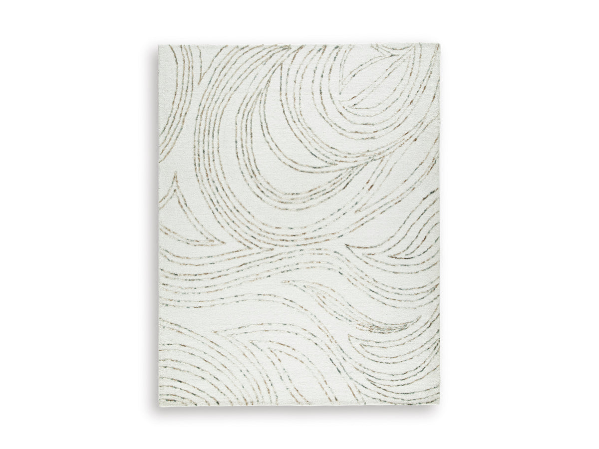 Ivory/Green/Brown 91.75" x 117", complete rug product view
