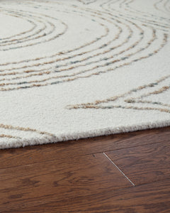 Ivory/Green/Brown 91.75" x 117", pile and edge detail - 3