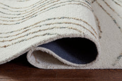 Ivory/Green/Brown 91.75" x 117", rolled rug backing detail - 4