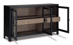 Black/Gray Glass Door Accent Cabinet, product view 2 - 2