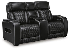 Black, full loveseat in closed position - 1