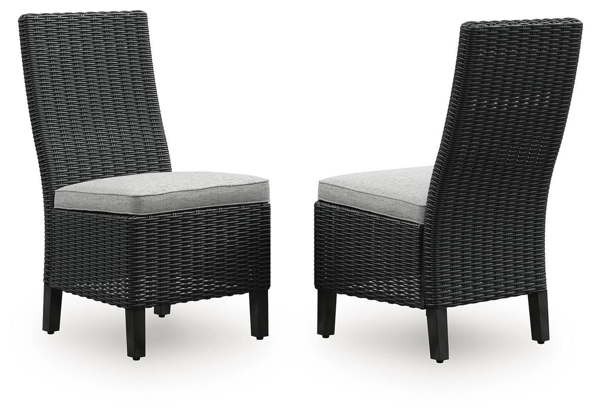 Black/Light Gray, complete pair of wicker dining chairs