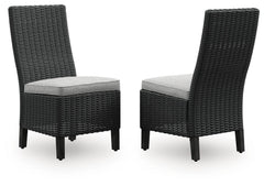 Black/Light Gray, complete pair of wicker dining chairs - 1