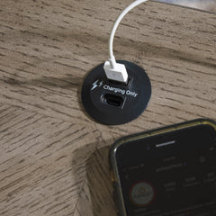 Grayish Brown/White drawer end table with USB charging, product view 6 - 6