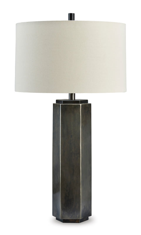 Dirkton Antique Pewter Hexagonal Metal Table Lamp