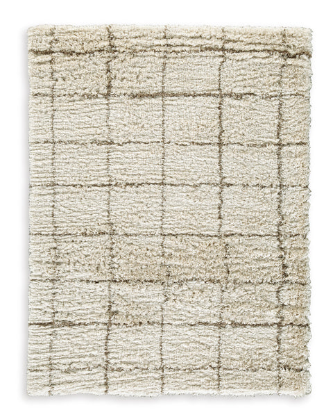 Neutral Geometric Plush Shag Rug