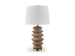 Brown/Gold Finish table lamp, full product view - 1
