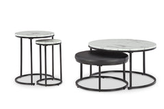 Black/White four-piece nesting table set, full product view - 1