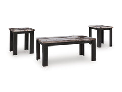 Dark Brown three-piece table set, full product view - 1