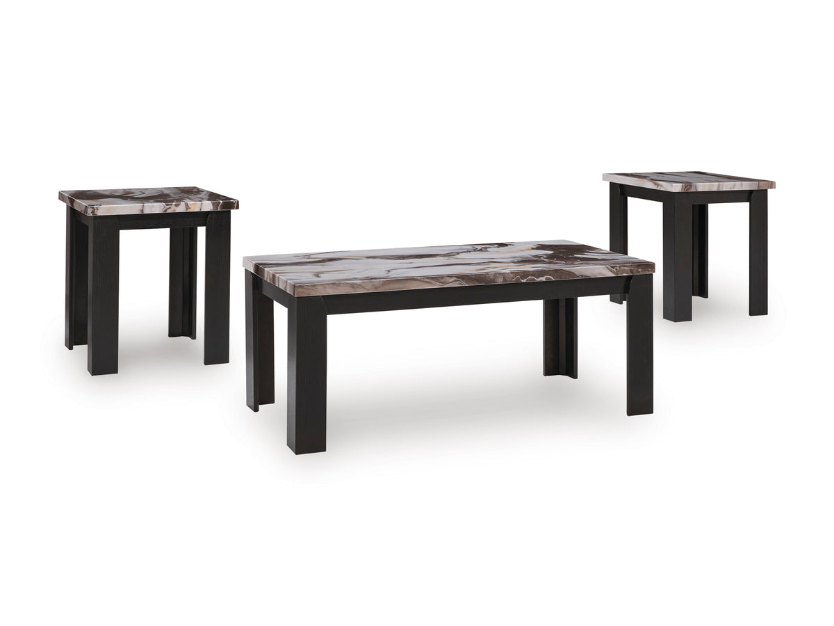 Dark Brown three-piece table set, full product view