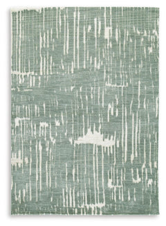 Teal/White 92" x 124", complete rug design; representative size - 1