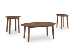 Brown three-piece table set, full product view - 1