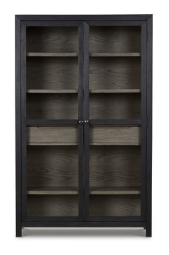 Black/Gray Tall Glass Door Accent Cabinet, product view 3 - 3