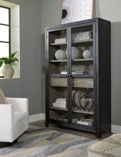 Black/Gray Tall Glass Door Accent Cabinet, product view 5 - 5