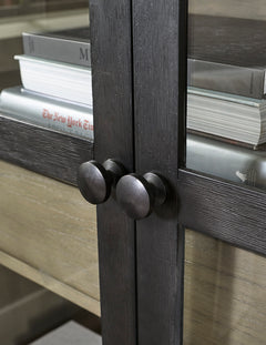 Black/Gray Tall Glass Door Accent Cabinet, product view 6 - 6