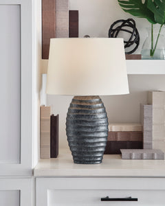 Antique Silver Finish table lamp pair, product view 3 - 3