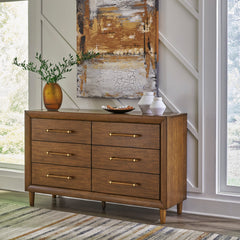 Brown, dresser in room setting - 5