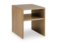 Rich Brown solid mango wood shelf end table, full product view - 1