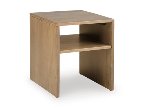 Brown Solid Mango Wood End Table with Open Shelf