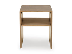 Rich Brown solid mango wood shelf end table, product view 2 - 2