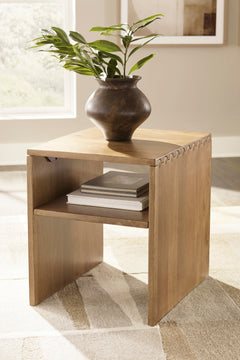 Rich Brown solid mango wood shelf end table, product view 4 - 4