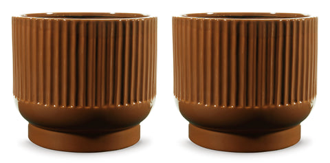Avalyah Burnt Umber Ceramic Indoor Outdoor Vase Set of 2