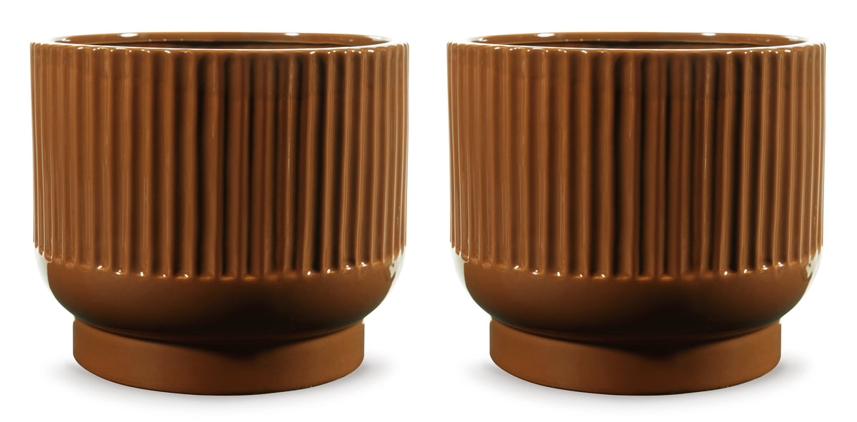 Burnt Umber 7.88-inch height vase set, complete set of two matching vases