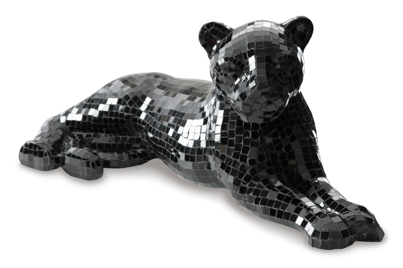 Drice Black Mosaic Glass Panther Sculpture