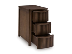 Dark Brown Reeded Three Drawer Charging End Table, product view 2 - 8