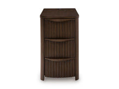 Dark Brown Reeded Three Drawer Charging End Table, product view 3 - 9