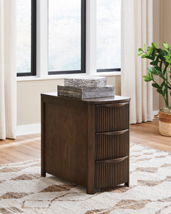 Dark Brown Reeded Three Drawer Charging End Table, product view 5 - 11