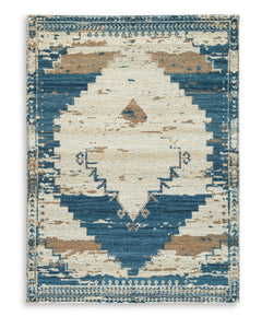 Blue/Brown/Tan 8' x 10', complete rug design; representative size - 5