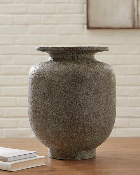 Jedwick Gray and Brown Textured Polyresin Vase