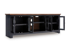 Brown/Black TV stand with glass door storage, product view 2 - 2