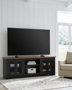 Brown/Black TV stand with glass door storage, product view 6 - 6