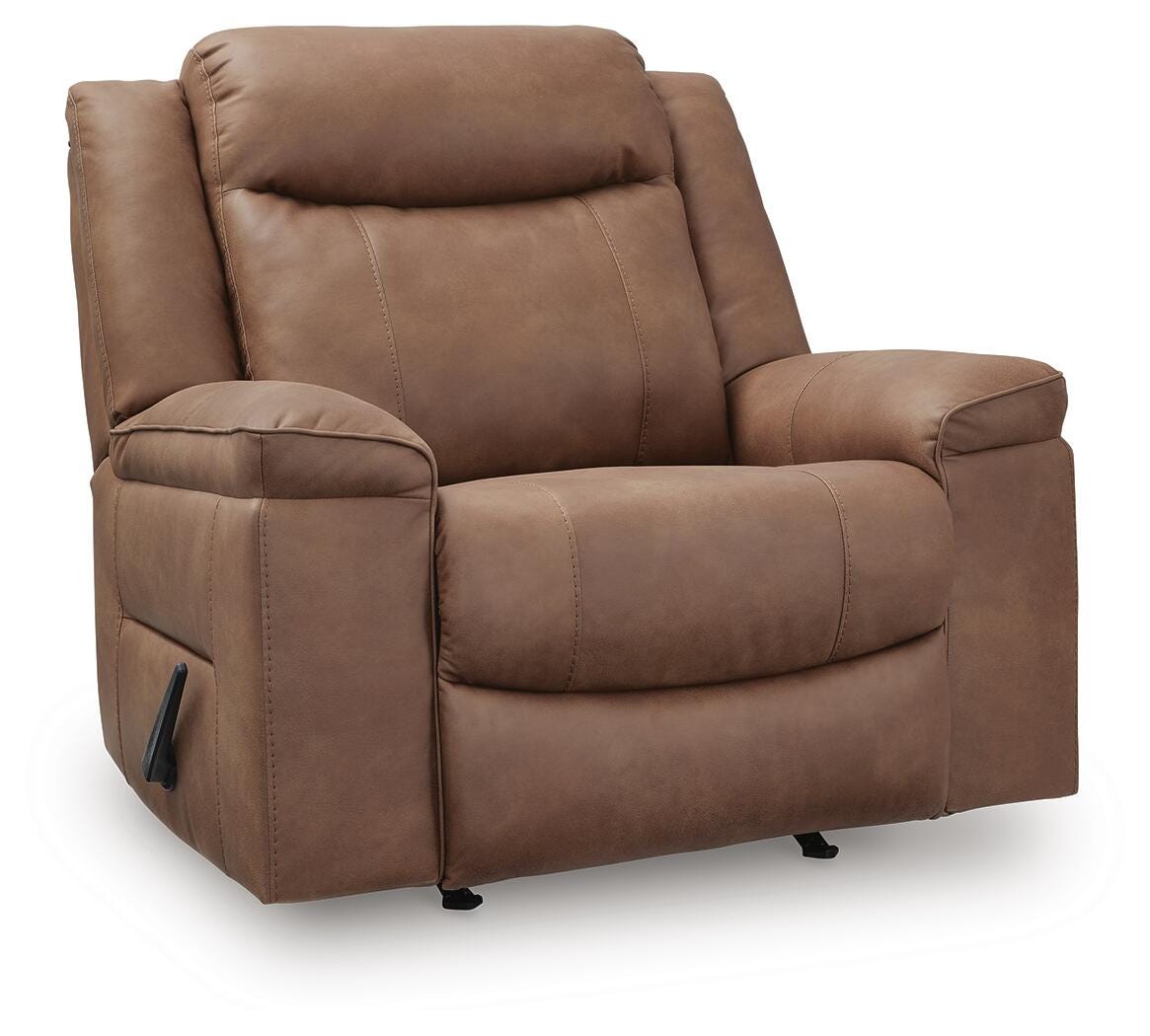 Caramel, complete recliner angled view