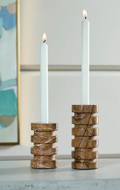 Tan candle holder set, product view 2 - 2