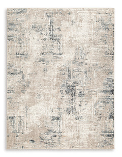 Blue/Ivory 63" x 86.5", complete rug product view - 5