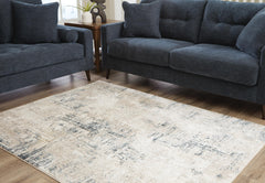 Blue/Ivory 63" x 86.5", room view; furniture excluded - 6