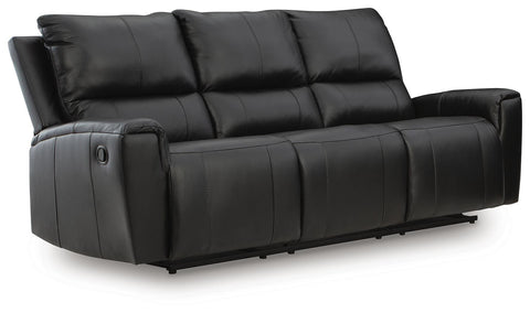 Pillow-Top Leather-Match Manual Reclining Sofa in Black