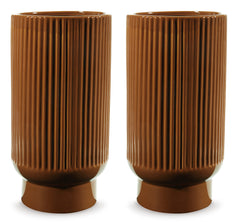 Burnt Umber 12-inch height vase set, complete set of two matching vases - 5