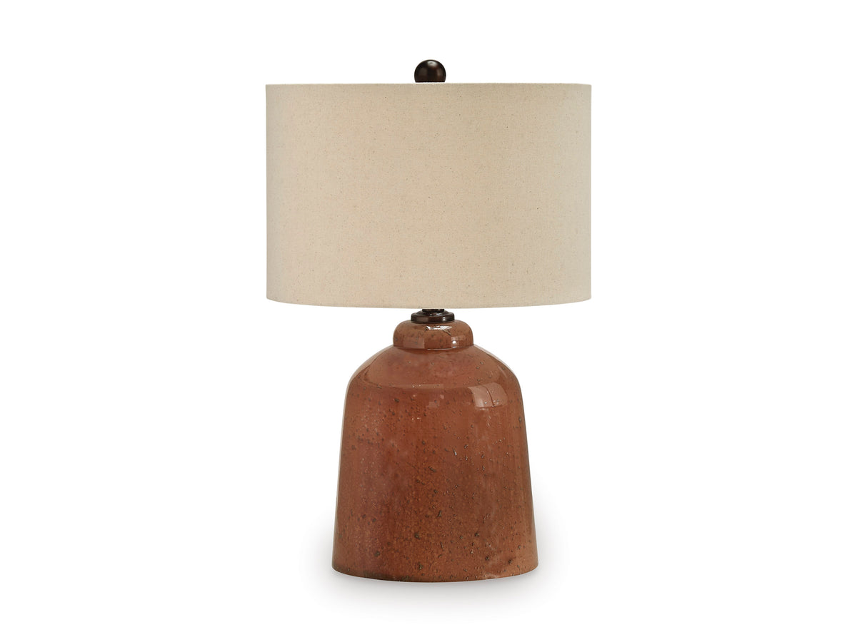 Rust table lamp, full product view