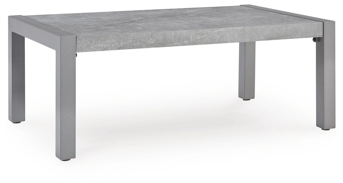Gray, full coffee table angled view