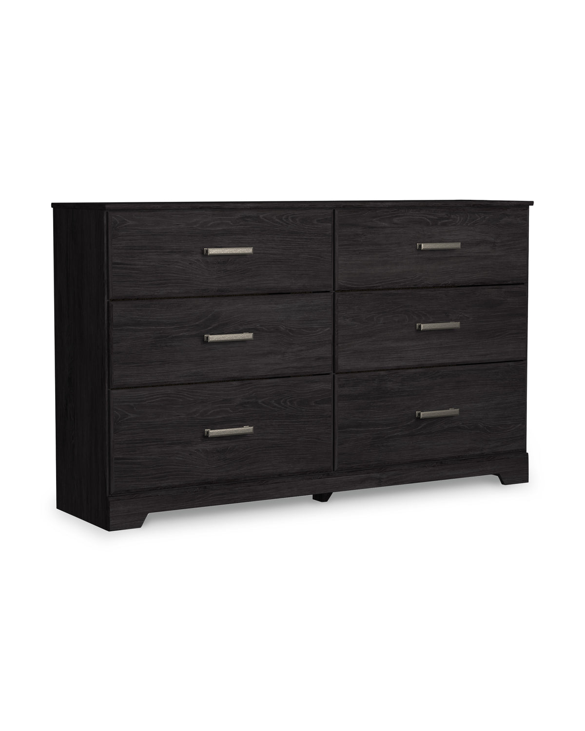 Charcoal, complete six-drawer dresser, angled product view