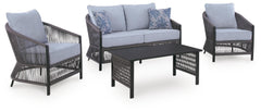 Gray, complete loveseat, two chairs and coffee table - 1