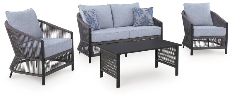 Gray Rope and Aluminum Four-Piece Outdoor Seating Set