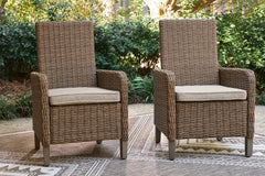 Beige / Outdoor Arm Chair Set, both chairs in outdoor setting - 2