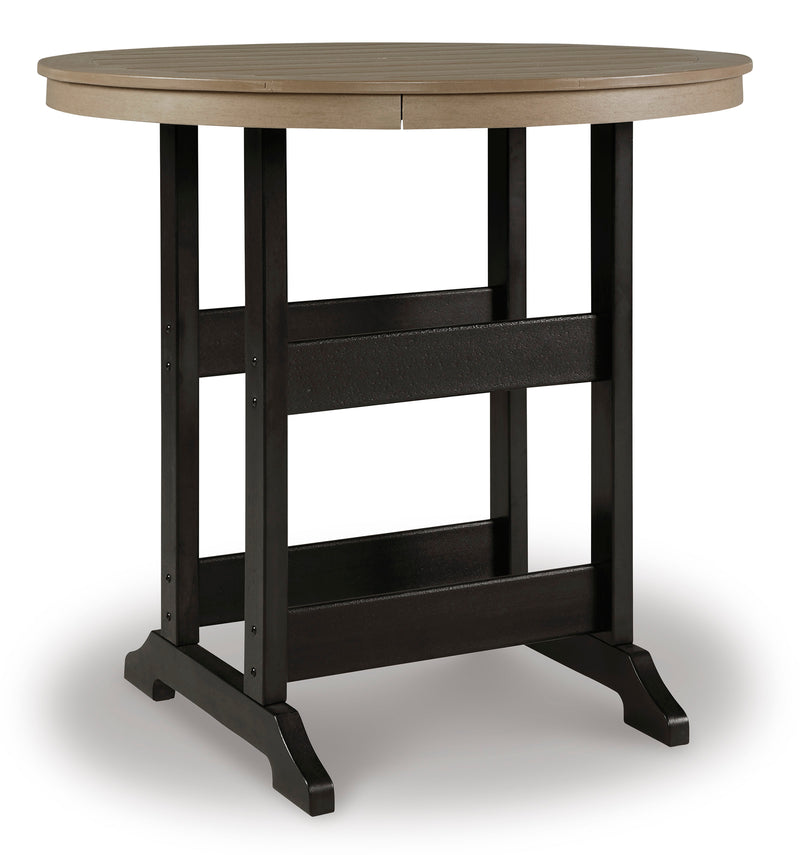 Black and Driftwood HDPE Round Outdoor Bar Table with Umbrella Hole