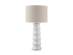 White table lamp, full product view - 1